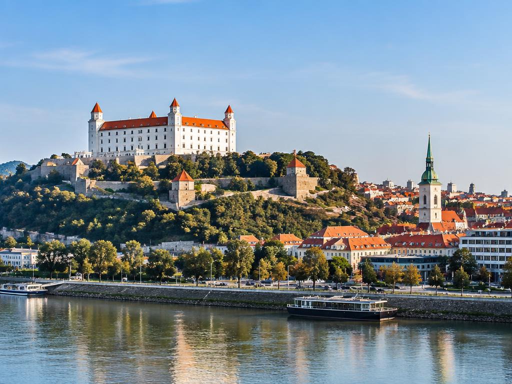 Bratislava castle above the Danube river in Slovakia
